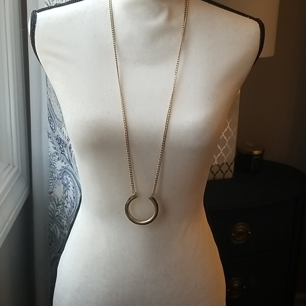 Long necklace faux gold and tortoise shell - Picture 4 of 8